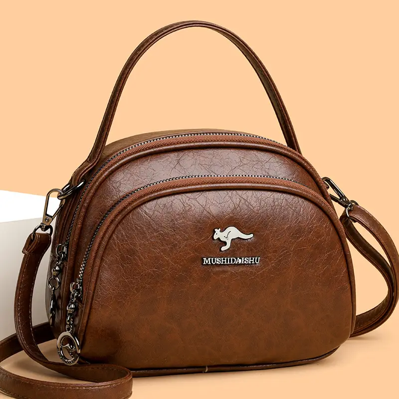 Black Croc Leather Shoulder Crossbody Bag for Women