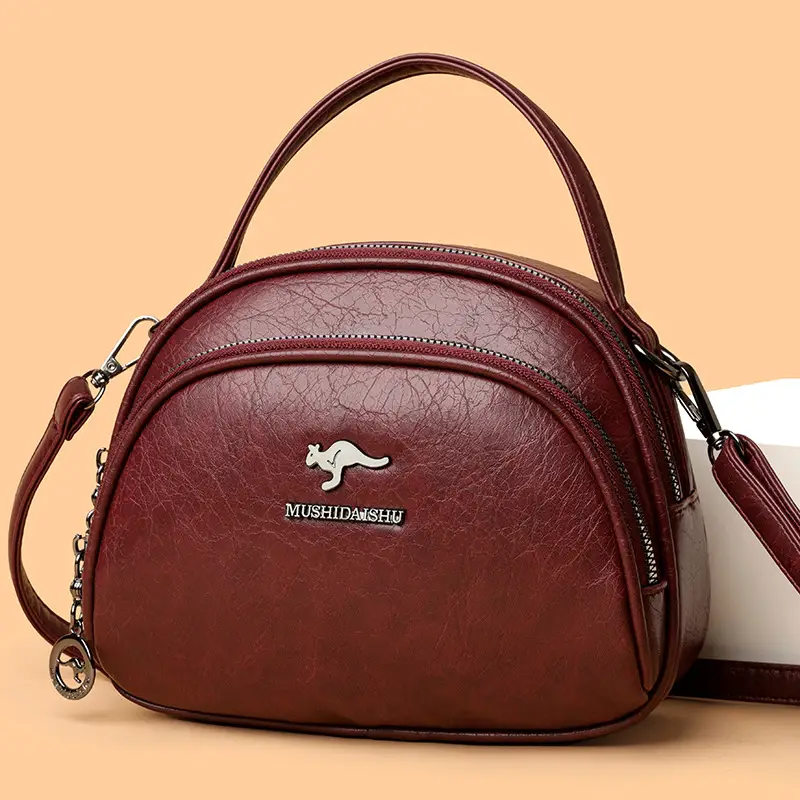 Black Croc Leather Shoulder Crossbody Bag for Women
