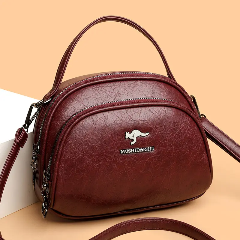 Black Croc Leather Shoulder Crossbody Bag for Women
