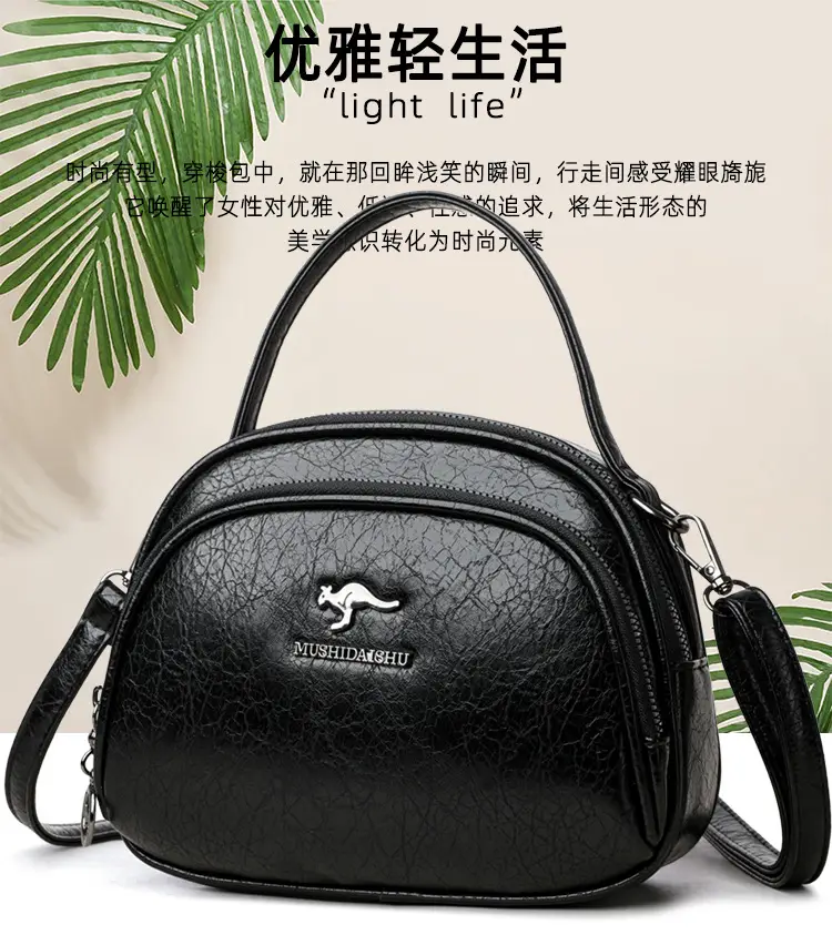 Black Croc Leather Shoulder Crossbody Bag for Women — feature 1