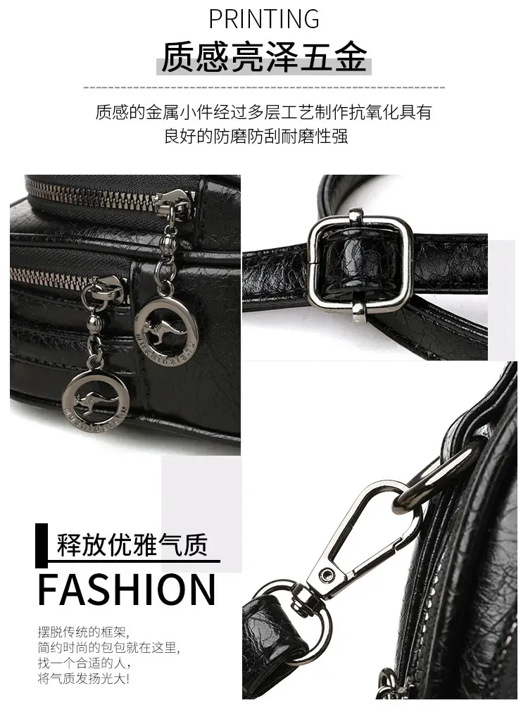 Black Croc Leather Shoulder Crossbody Bag for Women — feature 4