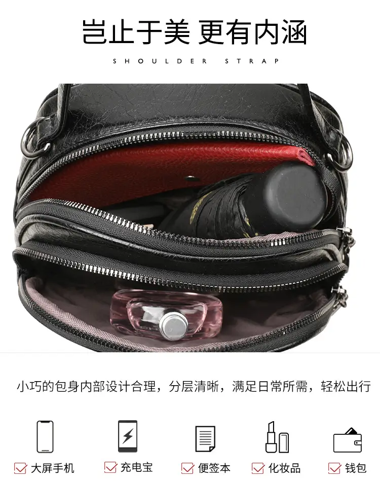 Black Croc Leather Shoulder Crossbody Bag for Women — feature 7