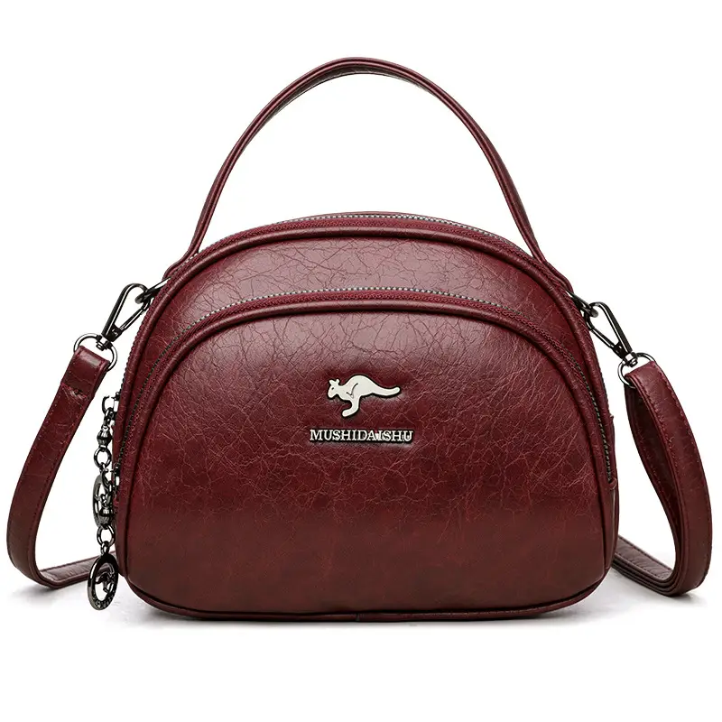 Black Croc Leather Shoulder Crossbody Bag for Women