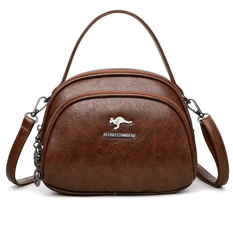 Black Croc Leather Shoulder Crossbody Bag for Women