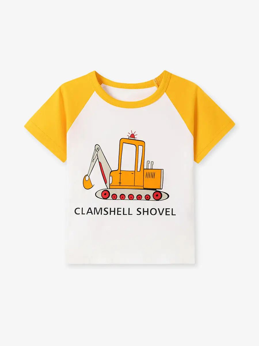Little Bus Print Boys T-Shirt Grey White - Image 6