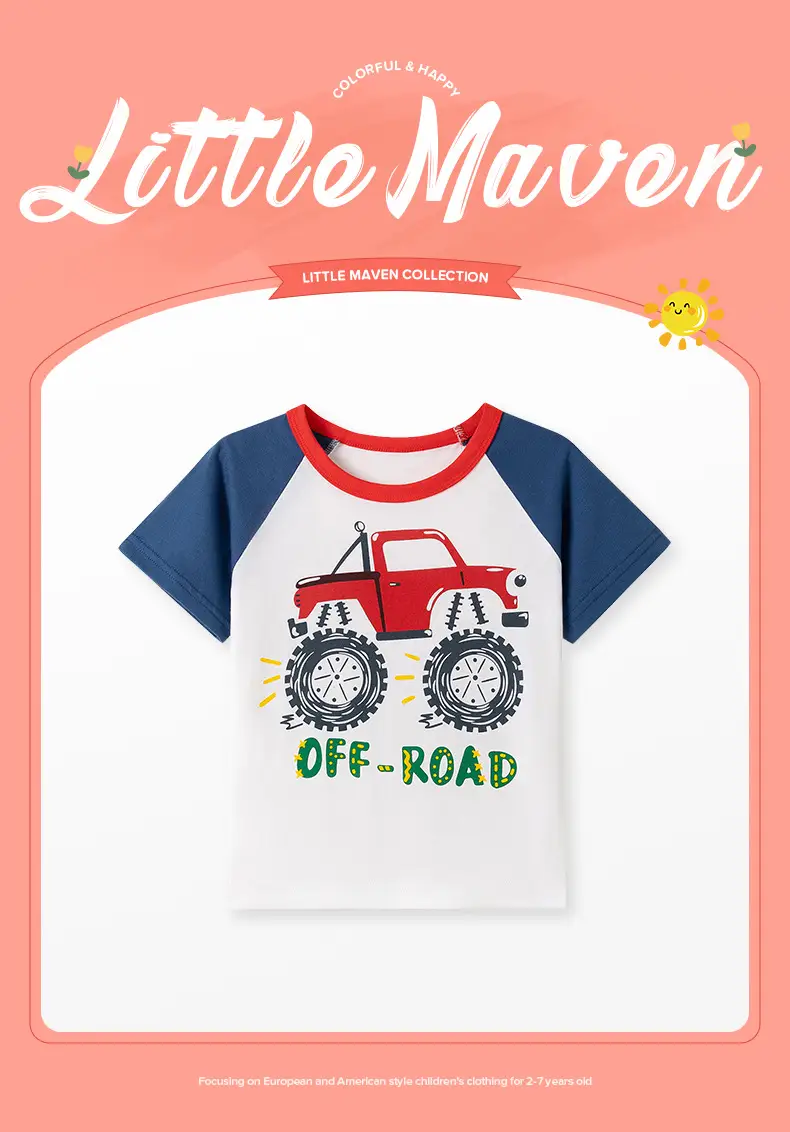 Little Bus Print Boys T-Shirt Grey White — feature 25