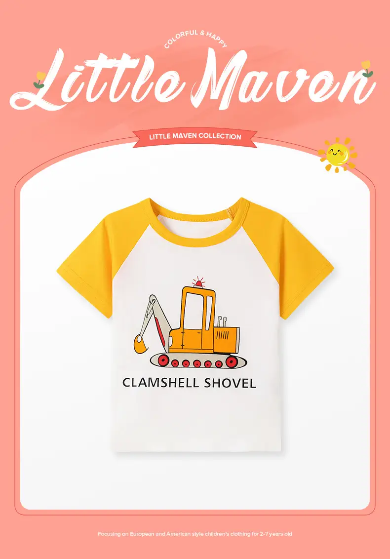 Little Bus Print Boys T-Shirt Grey White — feature 3