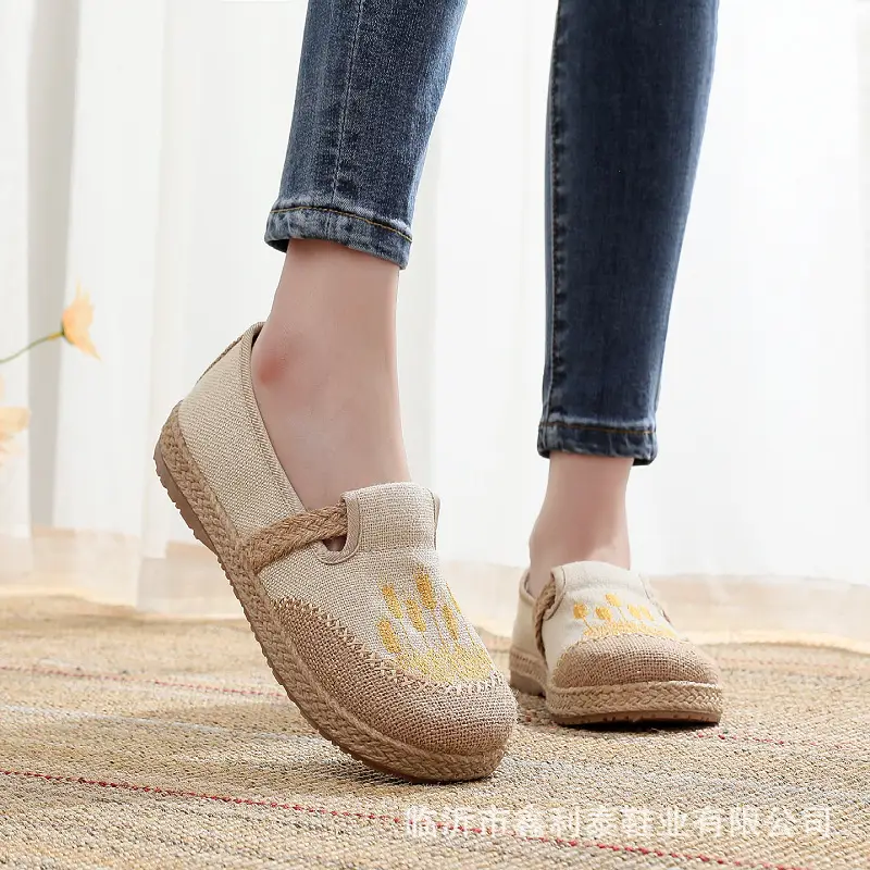 New Spring and Autumn Old Beijing Cloth Shoes Embroidered Linen Lazy Ethnic Style - Image 12