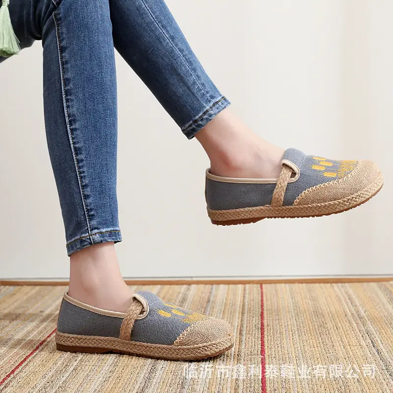 New Spring and Autumn Old Beijing Cloth Shoes Embroidered Linen Lazy Ethnic Style — feature 10