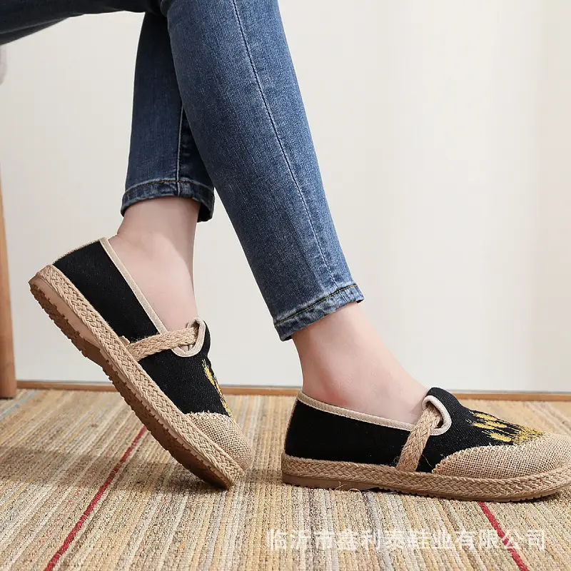 New Spring and Autumn Old Beijing Cloth Shoes Embroidered Linen Lazy Ethnic Style — feature 12