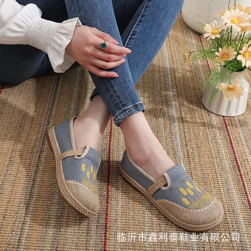 New Spring and Autumn Old Beijing Cloth Shoes Embroidered Linen Lazy Ethnic Style — feature 3