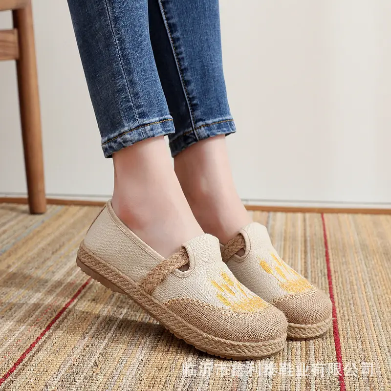 New Spring and Autumn Old Beijing Cloth Shoes Embroidered Linen Lazy Ethnic Style — feature 5