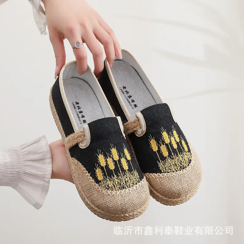 New Spring and Autumn Old Beijing Cloth Shoes Embroidered Linen Lazy Ethnic Style - Image 3