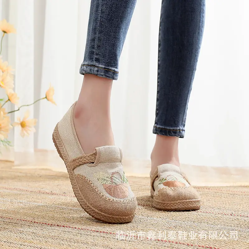 New Spring and Autumn Old Beijing Cloth Shoes Embroidered Linen Lazy Ethnic Style - Image 4