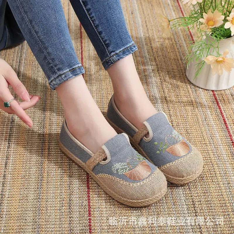 New Spring and Autumn Old Beijing Cloth Shoes Embroidered Linen Lazy Ethnic Style - Image 6