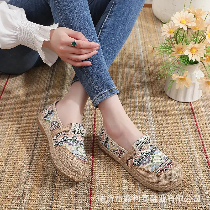 New Spring and Autumn Old Beijing Cloth Shoes Embroidered Linen Lazy Ethnic Style - Image 7