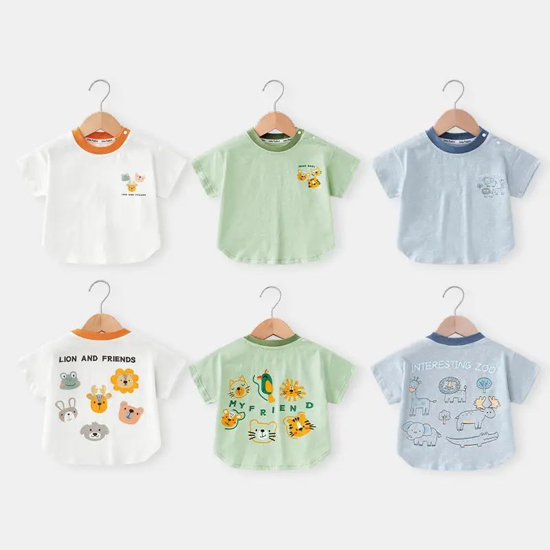 2025 Baby Printed T-Shirt Green Summer Boys Girls