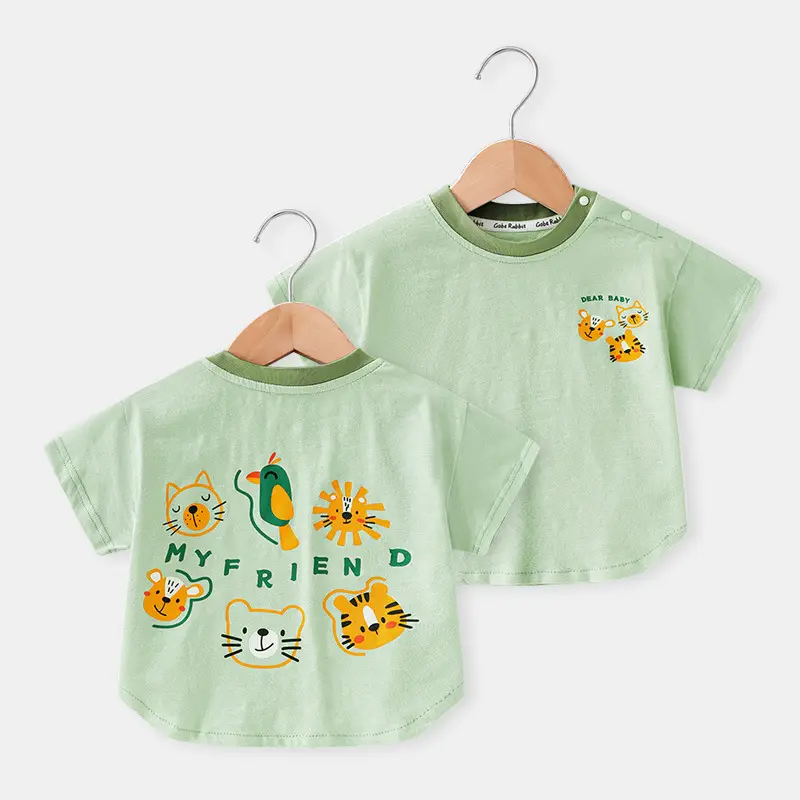2025 Baby Printed T-Shirt Green Summer Boys Girls