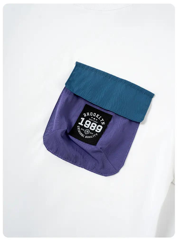 Kids Japanese Style T-Shirt Navy Blue Pocket Short Sleeve — feature 33