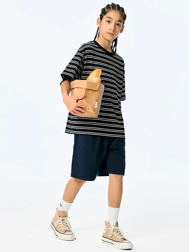 Kids Striped T-Shirt Black White Summer Casual Top - Image 8