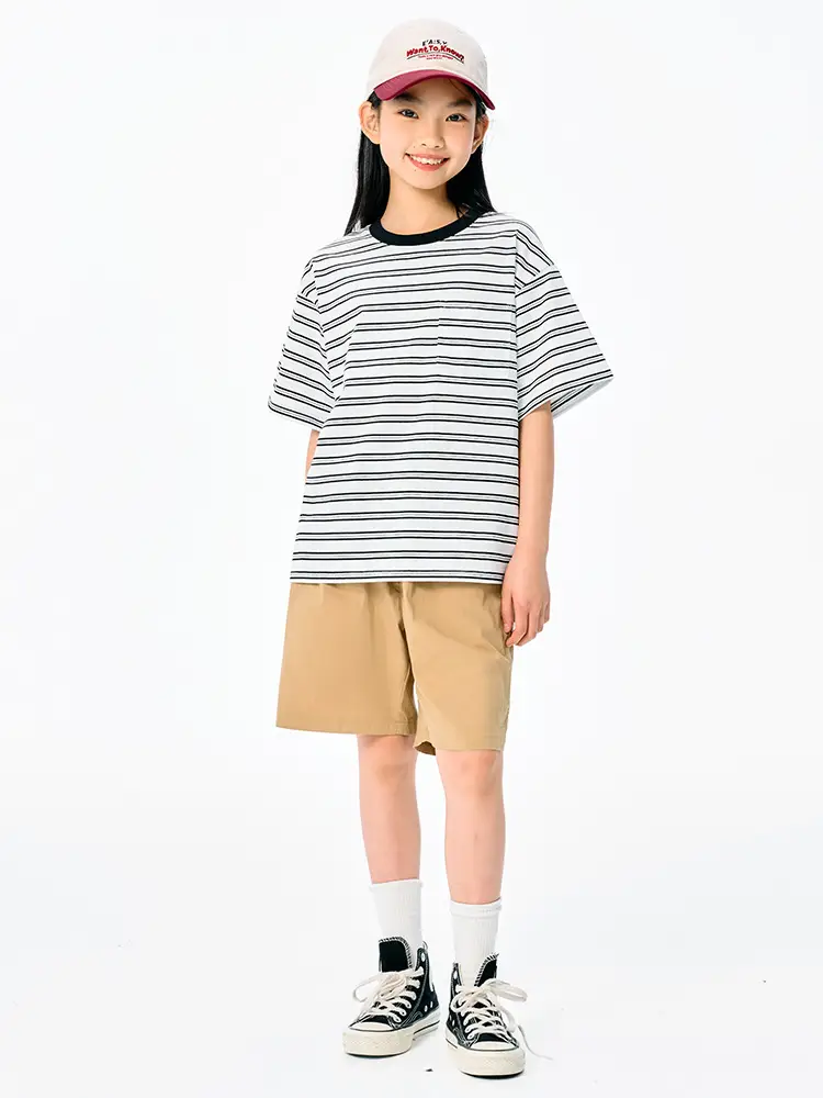 Kids Striped T-Shirt Black White Summer Casual Top - Image 9
