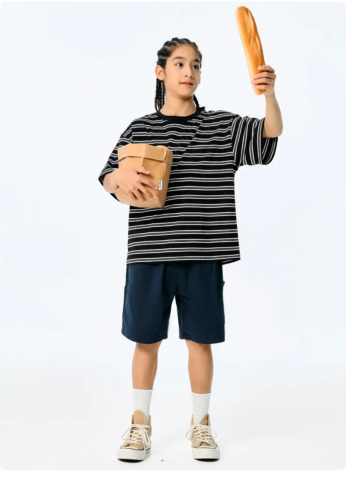 Kids Striped T-Shirt Black White Summer Casual Top — feature 17