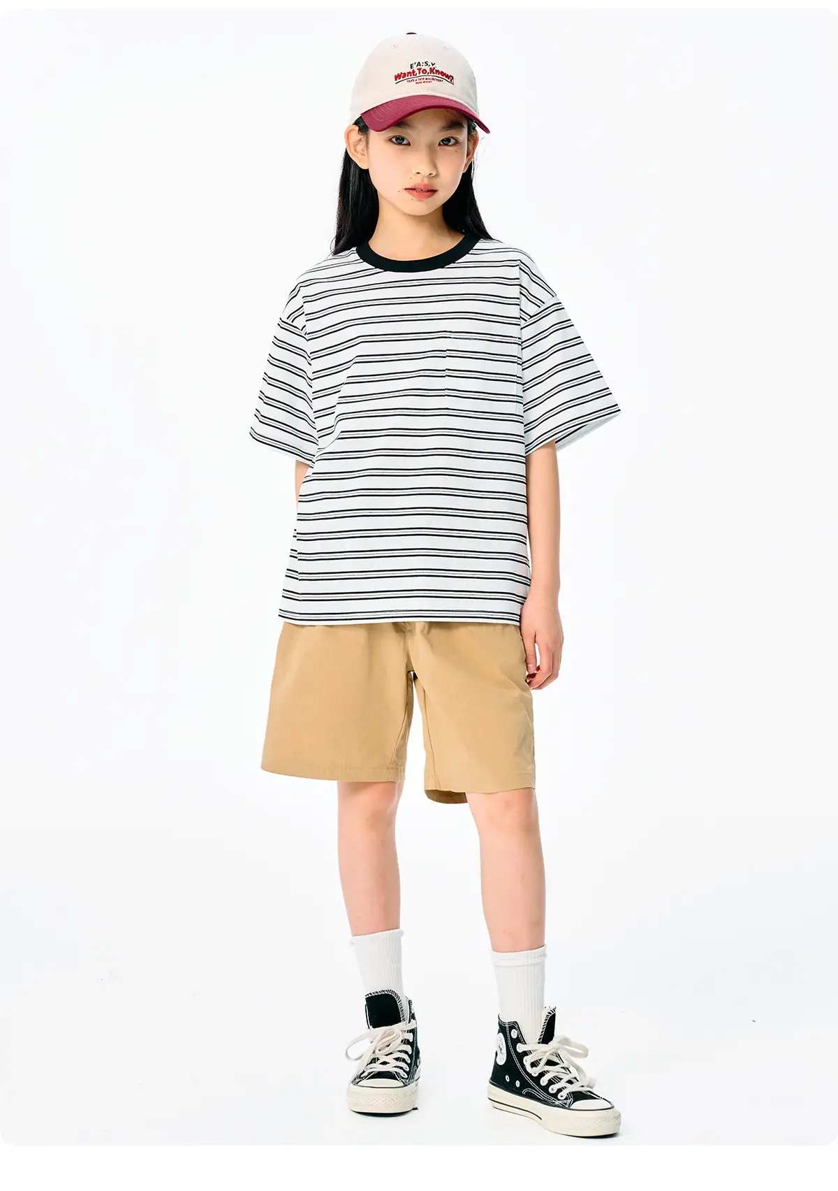 Kids Striped T-Shirt Black White Summer Casual Top — feature 24