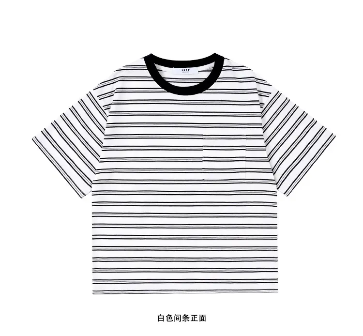 Kids Striped T-Shirt Black White Summer Casual Top — feature 30