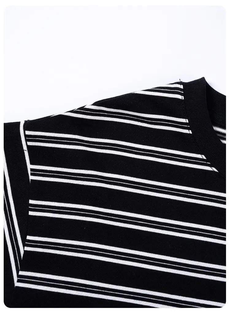 Kids Striped T-Shirt Black White Summer Casual Top — feature 33