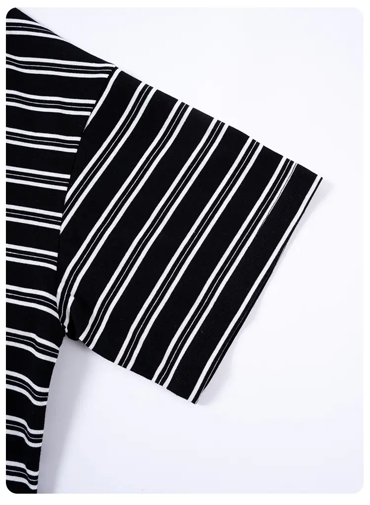 Kids Striped T-Shirt Black White Summer Casual Top — feature 35