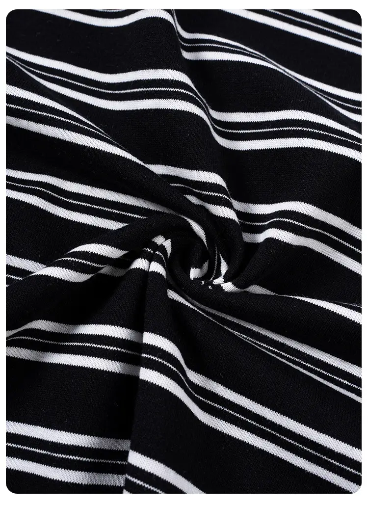 Kids Striped T-Shirt Black White Summer Casual Top — feature 37