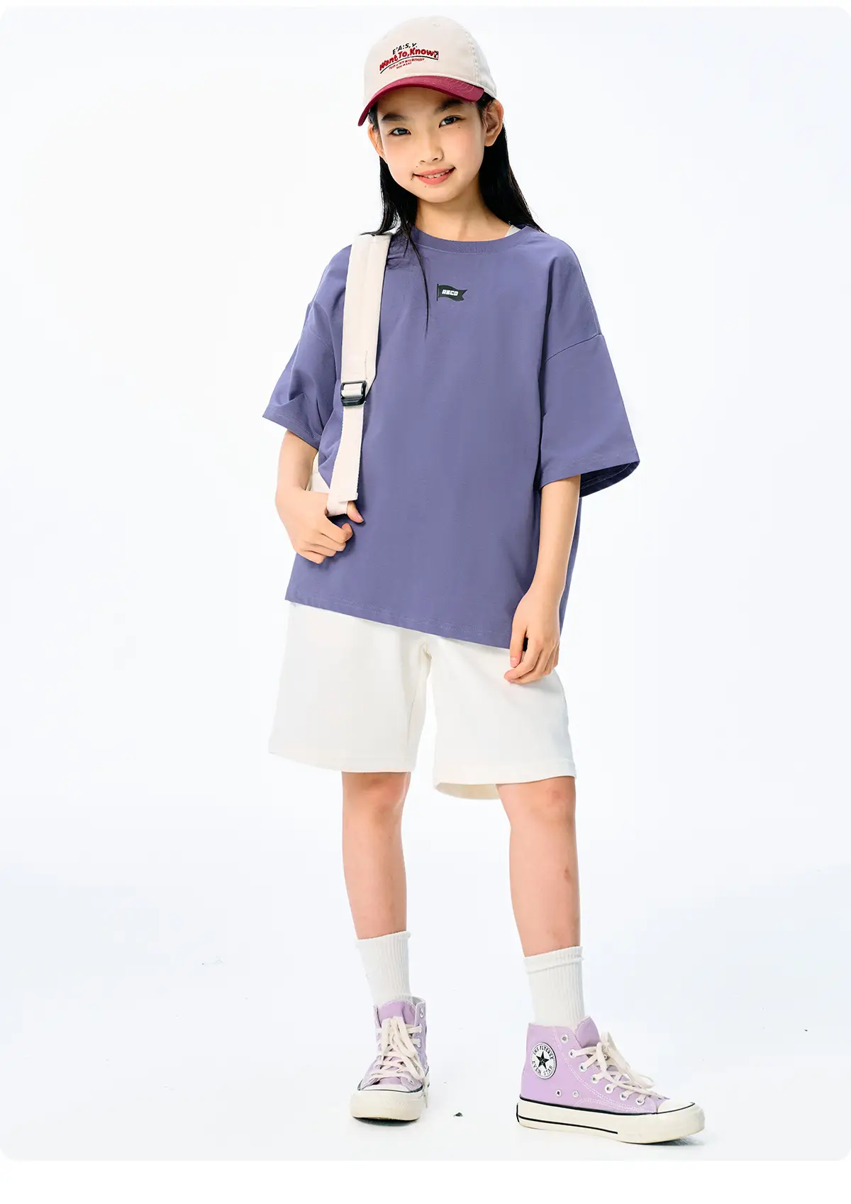 Purple Retro Graphic T-Shirt for Girls Boys Summer Cool Loose Fit — feature 21