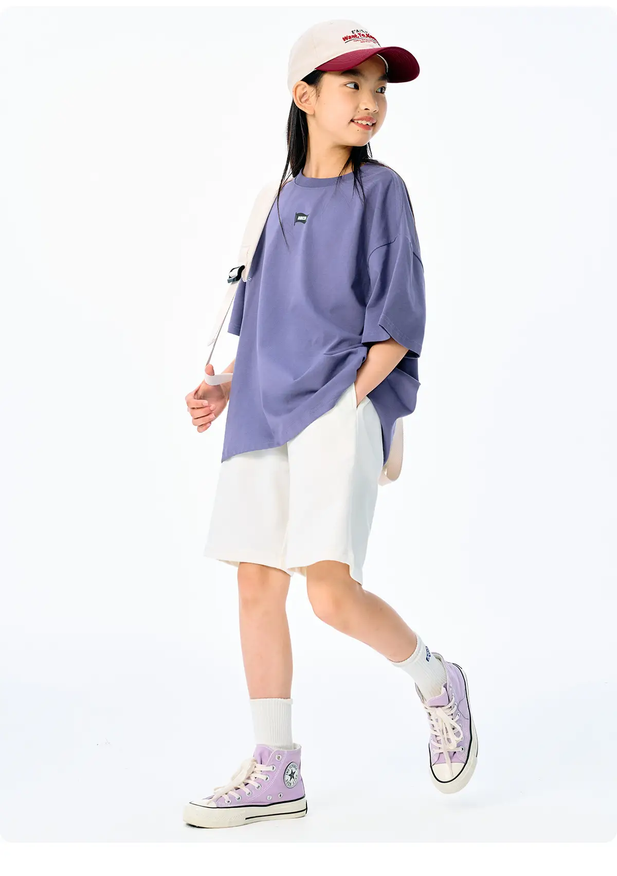 Purple Retro Graphic T-Shirt for Girls Boys Summer Cool Loose Fit — feature 22