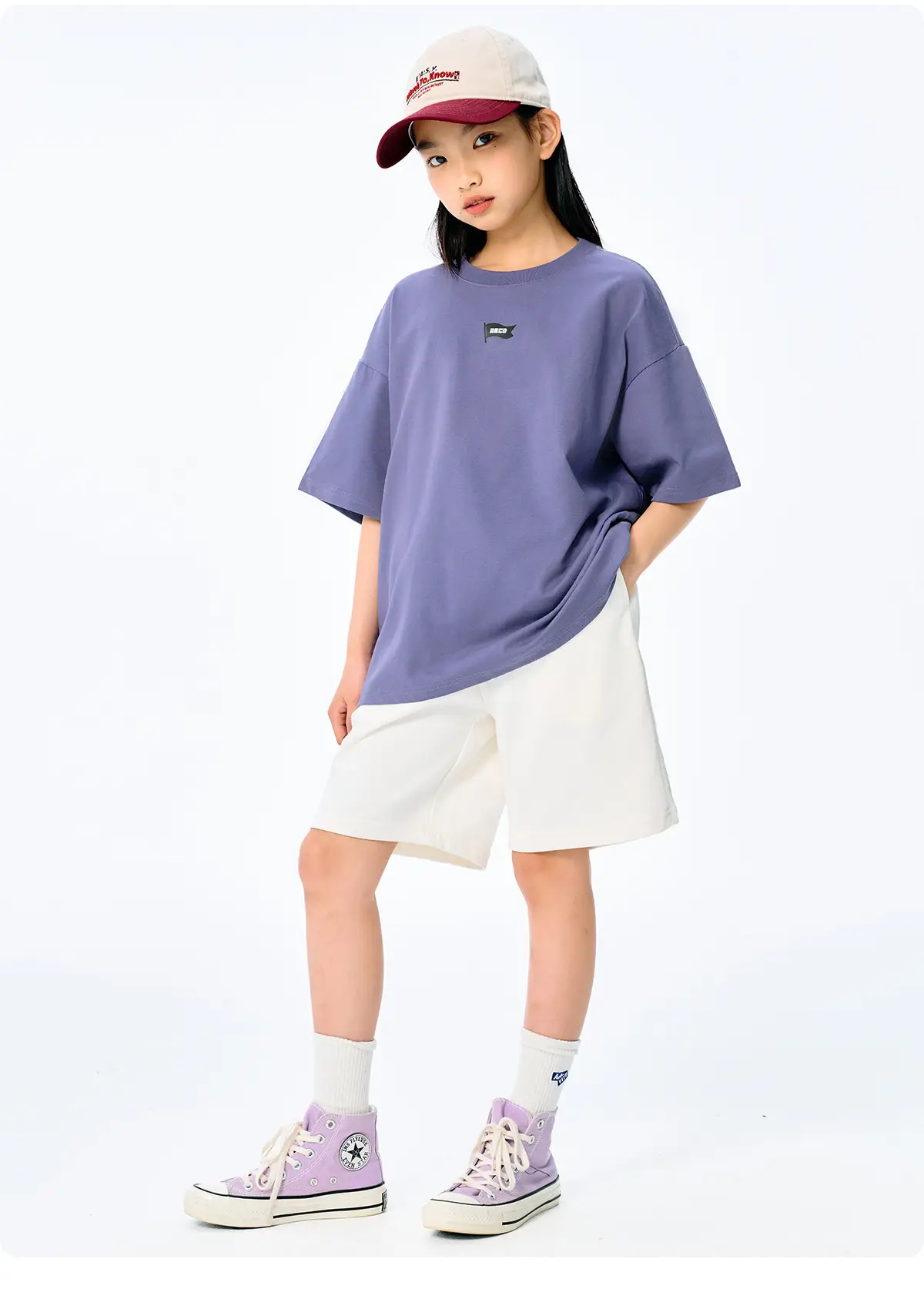 Purple Retro Graphic T-Shirt for Girls Boys Summer Cool Loose Fit — feature 24
