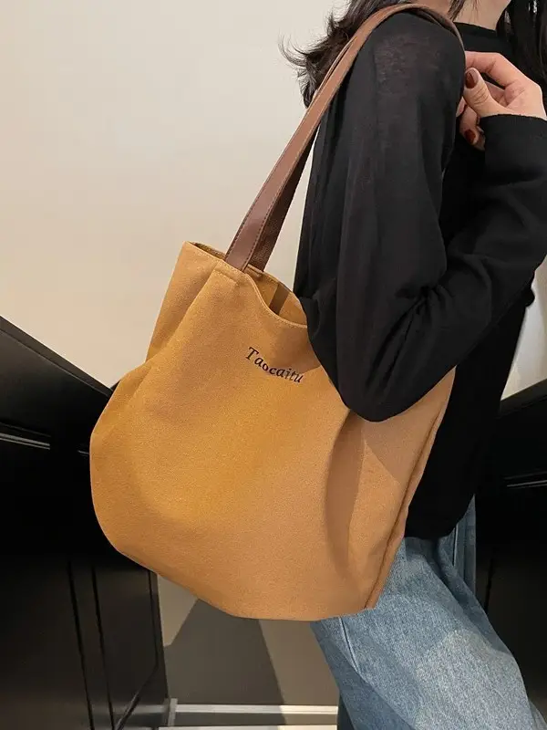 Women Large Canvas Tote Bag Tan 2026 - Image 5