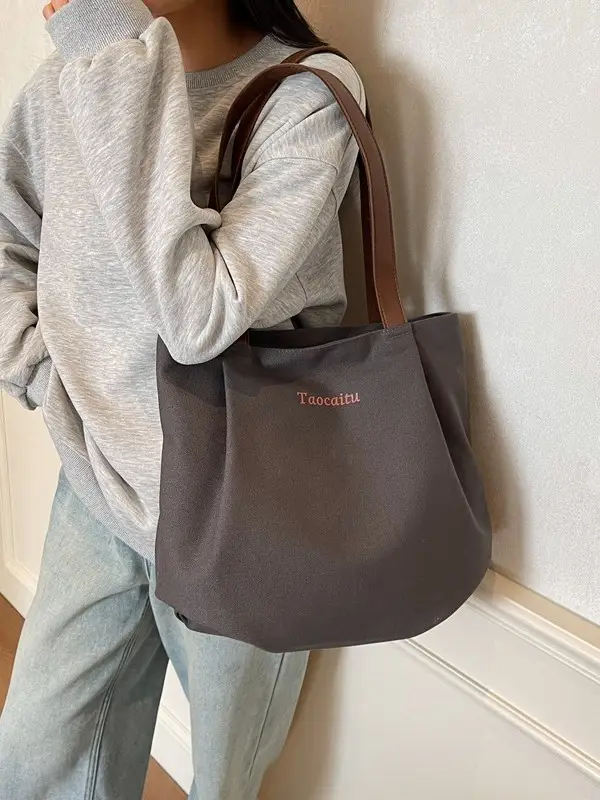 Women Large Canvas Tote Bag Tan 2026 - Image 6