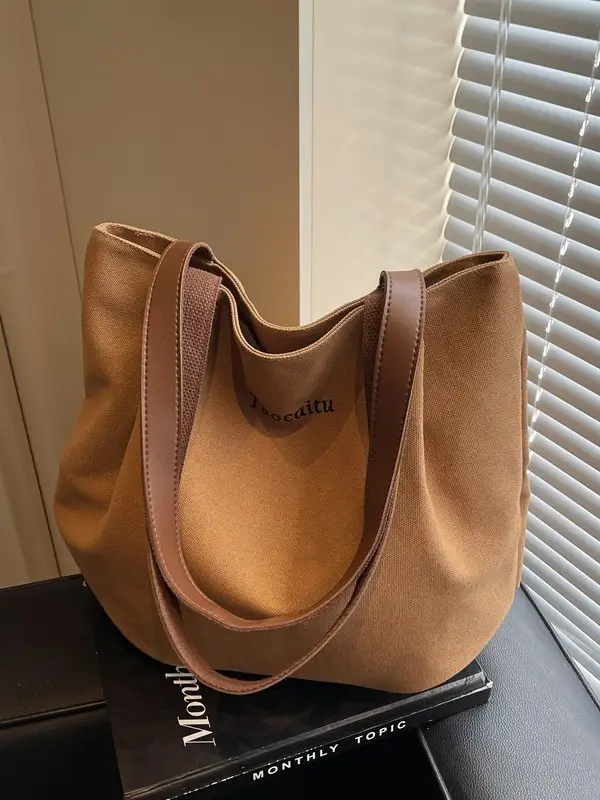 Women Large Canvas Tote Bag Tan 2026 - Image 8