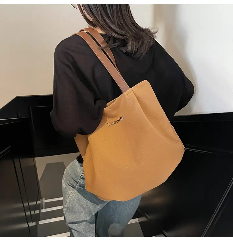 Women Large Canvas Tote Bag Tan 2026 — feature 1