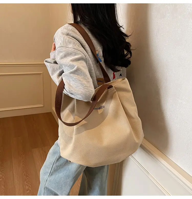 Women Large Canvas Tote Bag Tan 2026 — feature 12