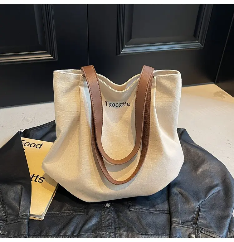 Women Large Canvas Tote Bag Tan 2026 — feature 13