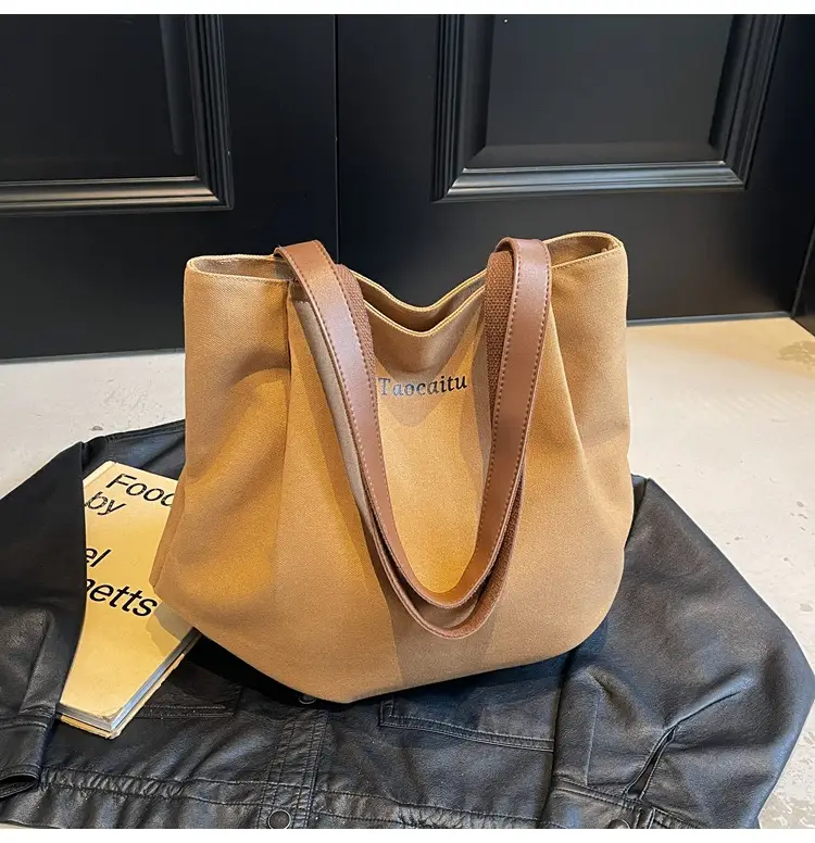 Women Large Canvas Tote Bag Tan 2026 — feature 15