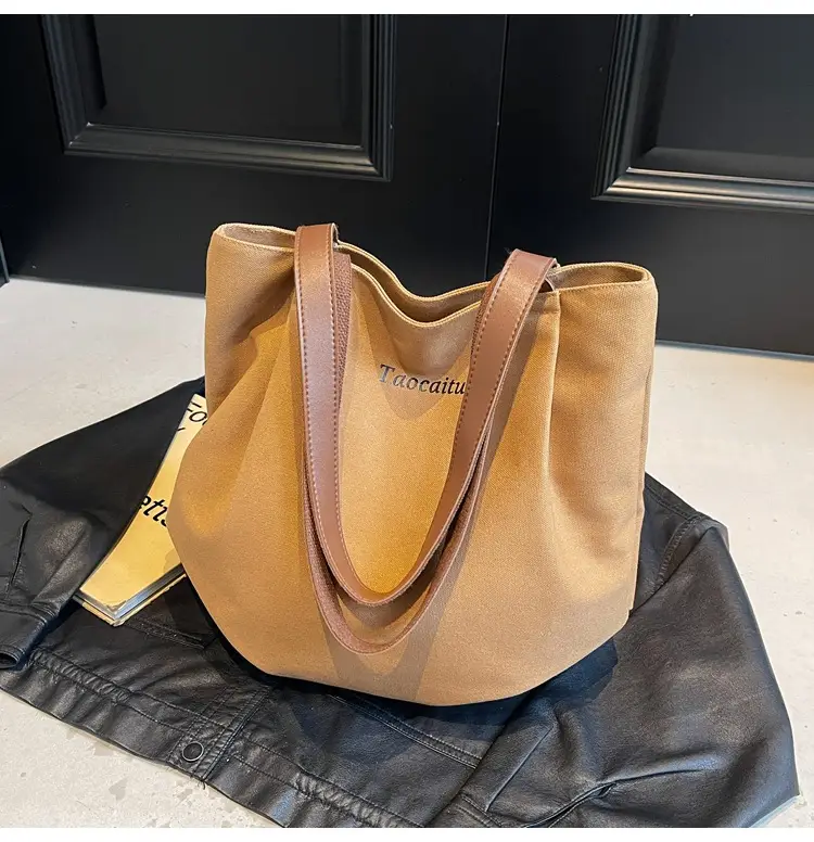 Women Large Canvas Tote Bag Tan 2026 — feature 16