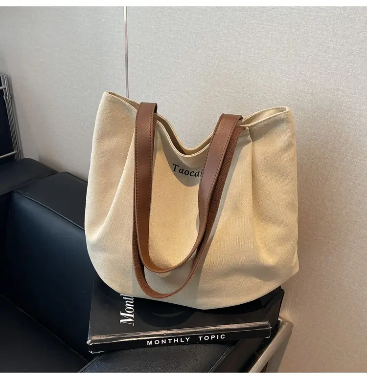 Women Large Canvas Tote Bag Tan 2026 — feature 18