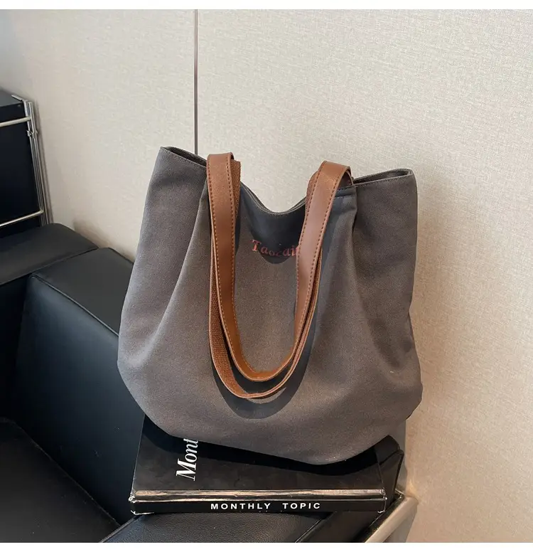 Women Large Canvas Tote Bag Tan 2026 — feature 19