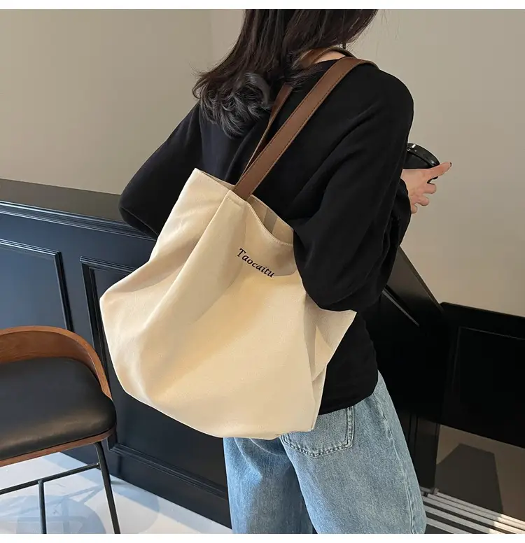 Women Large Canvas Tote Bag Tan 2026 — feature 6