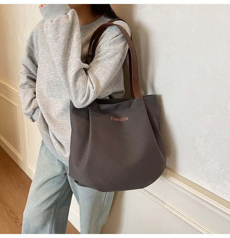 Women Large Canvas Tote Bag Tan 2026 — feature 7