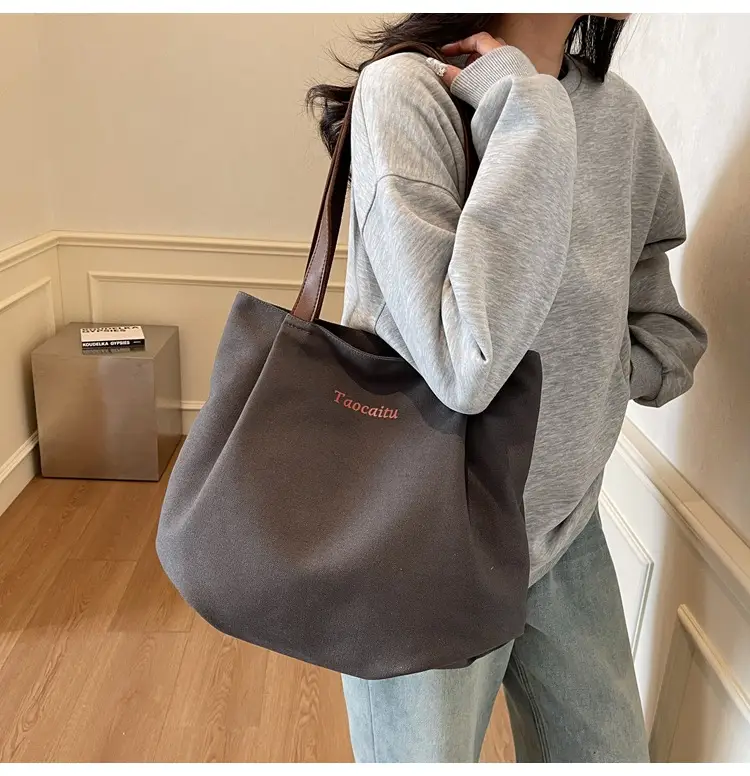 Women Large Canvas Tote Bag Tan 2026 — feature 8
