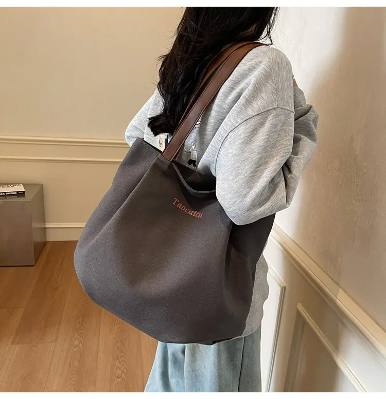 Women Large Canvas Tote Bag Tan 2026 — feature 9
