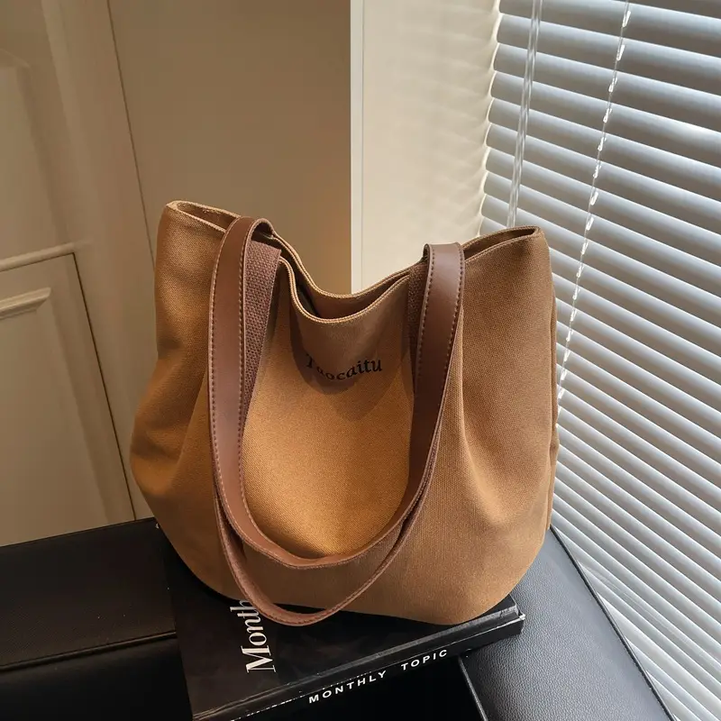 Women Large Canvas Tote Bag Tan 2026 - Image 4