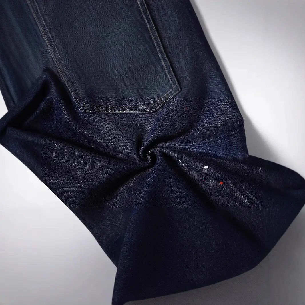 Dark Blue Spray Painted Hip Hop Jeans for Men